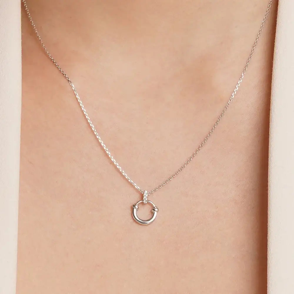 OST - Lucky Lock Horseshoe Silver Necklace - OST - Jewelry - Harumio