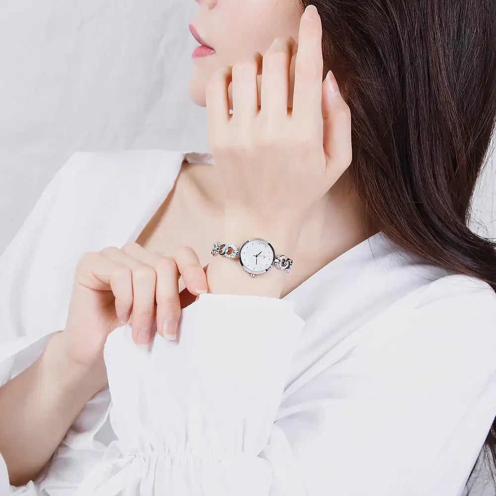 CLUE - Lovely White Link Silver Metal Watch - CLUE - Watches - Harumio
