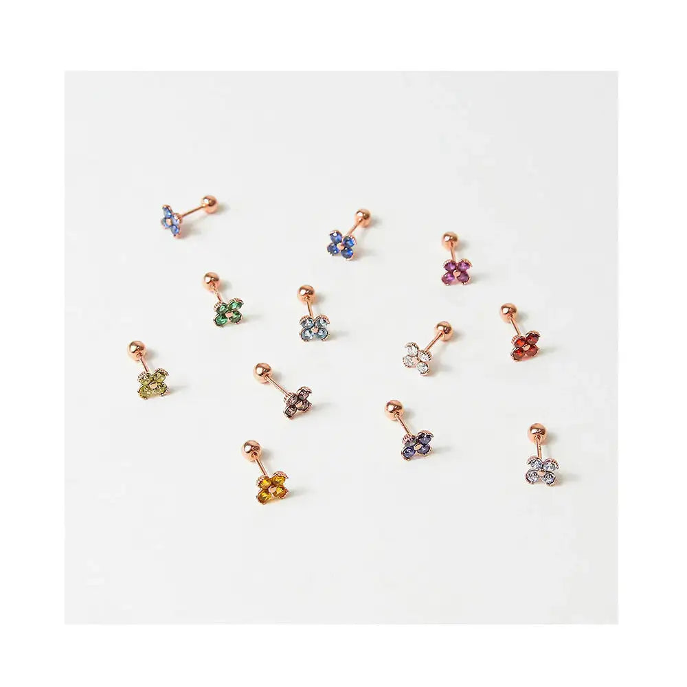 CLUE - Blossom 14K White Gold Ear Pierce (Birthstone) - CLUE - Jewelry - Harumio