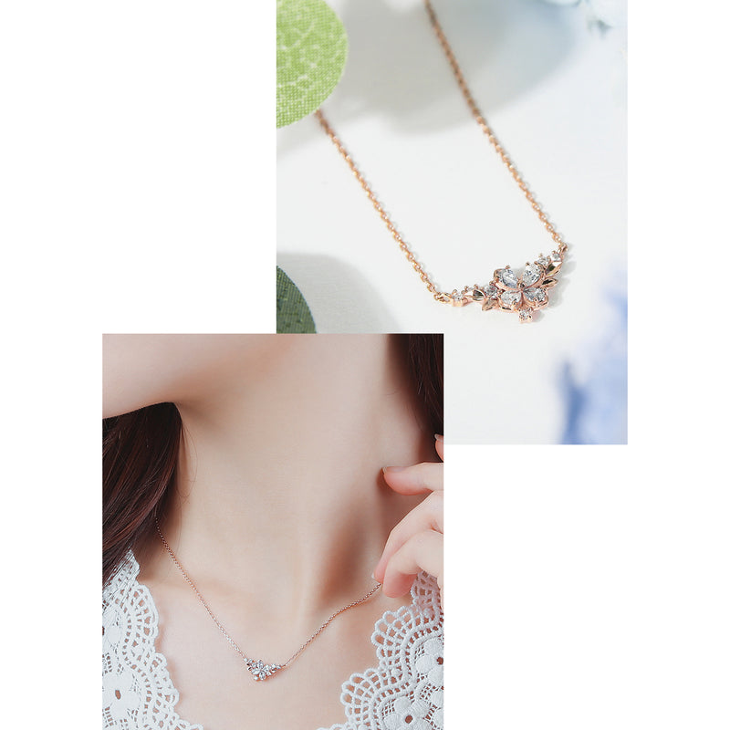CLUE - Purple Hydrangea Silver Necklace
