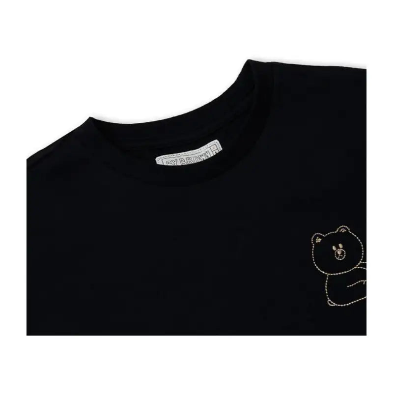 Line Friends - Brown Signature Embroidery Short Sleeve T-shirt - Line Friends - Clothing - Harumio