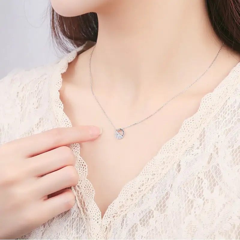 CLUE - Half Cubic Setting Silver Necklace - CLUE - Jewelry - Harumio