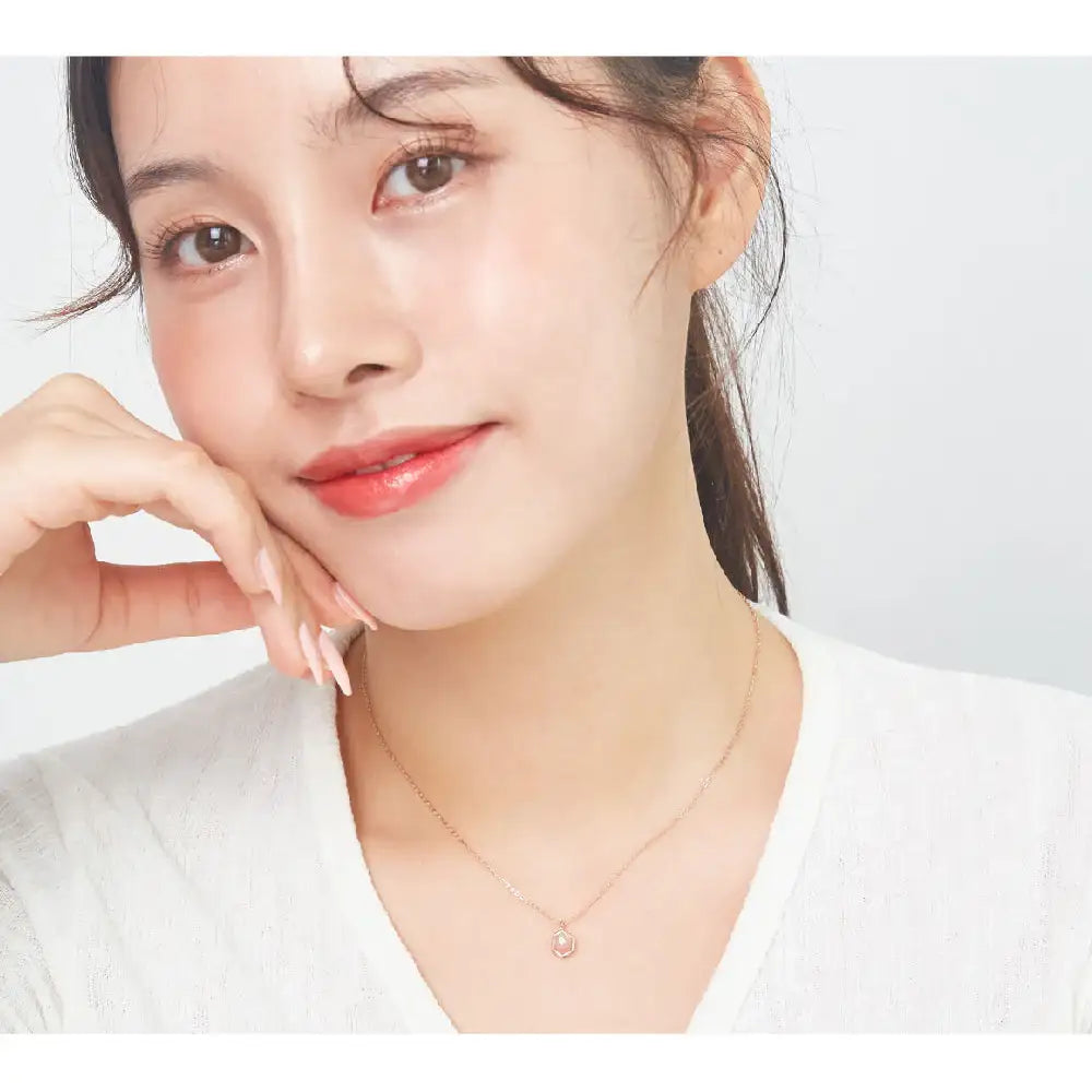 CLUE - Wish Spell Peach Moonstone Natural Stone Silver Necklace - CLUE - Jewelry - Harumio