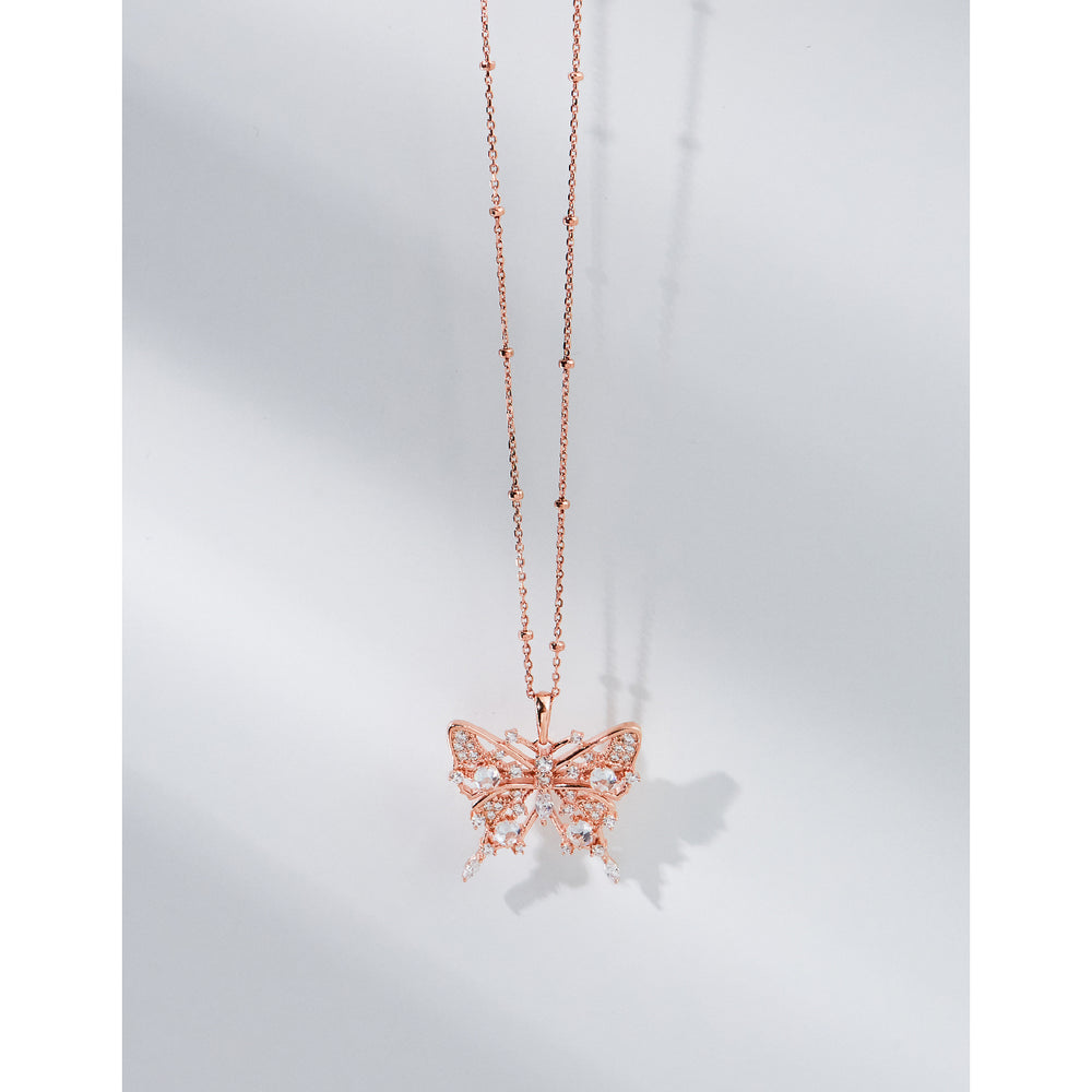 CLUE - Butterfly Silhouette Big Pendant Silver Necklace