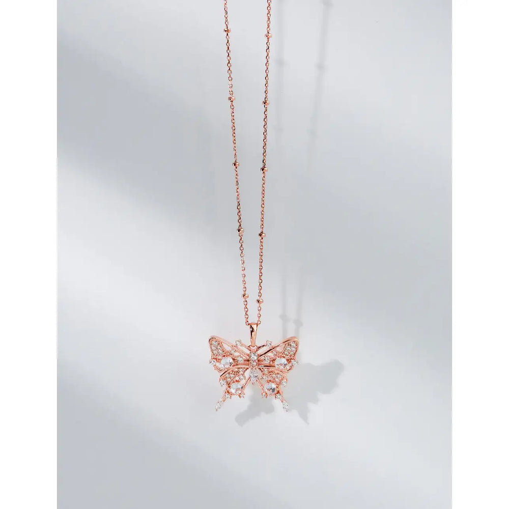 CLUE - Butterfly Silhouette Big Pendant Silver Necklace - CLUE - Jewelry - Harumio