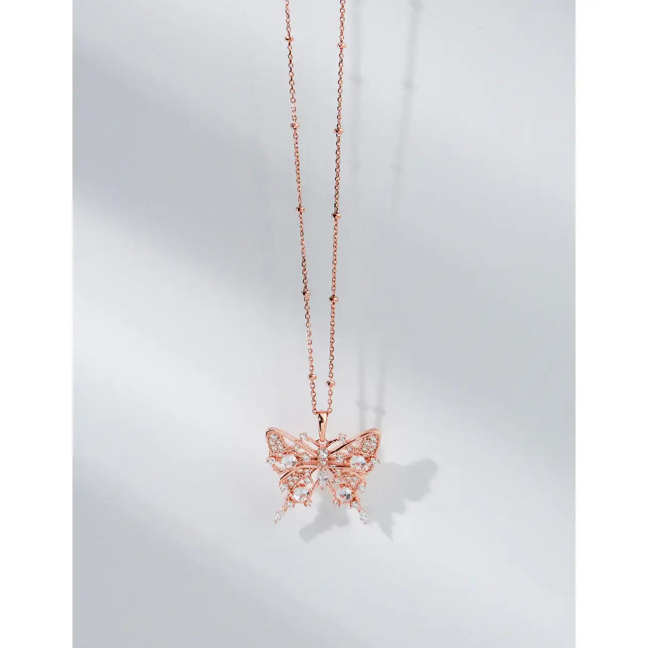 CLUE - Butterfly Silhouette Big Pendant Silver Necklace - CLUE - Jewelry - Harumio