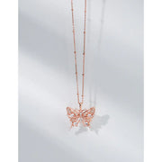 CLUE - Butterfly Silhouette Big Pendant Silver Necklace - CLUE - Jewelry - Harumio