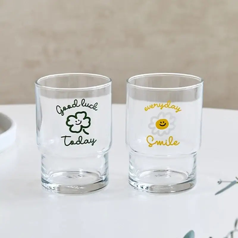 Korean Mine Lettering - Glass Cup 2P Set - Modern House - Glass Cup - Harumio