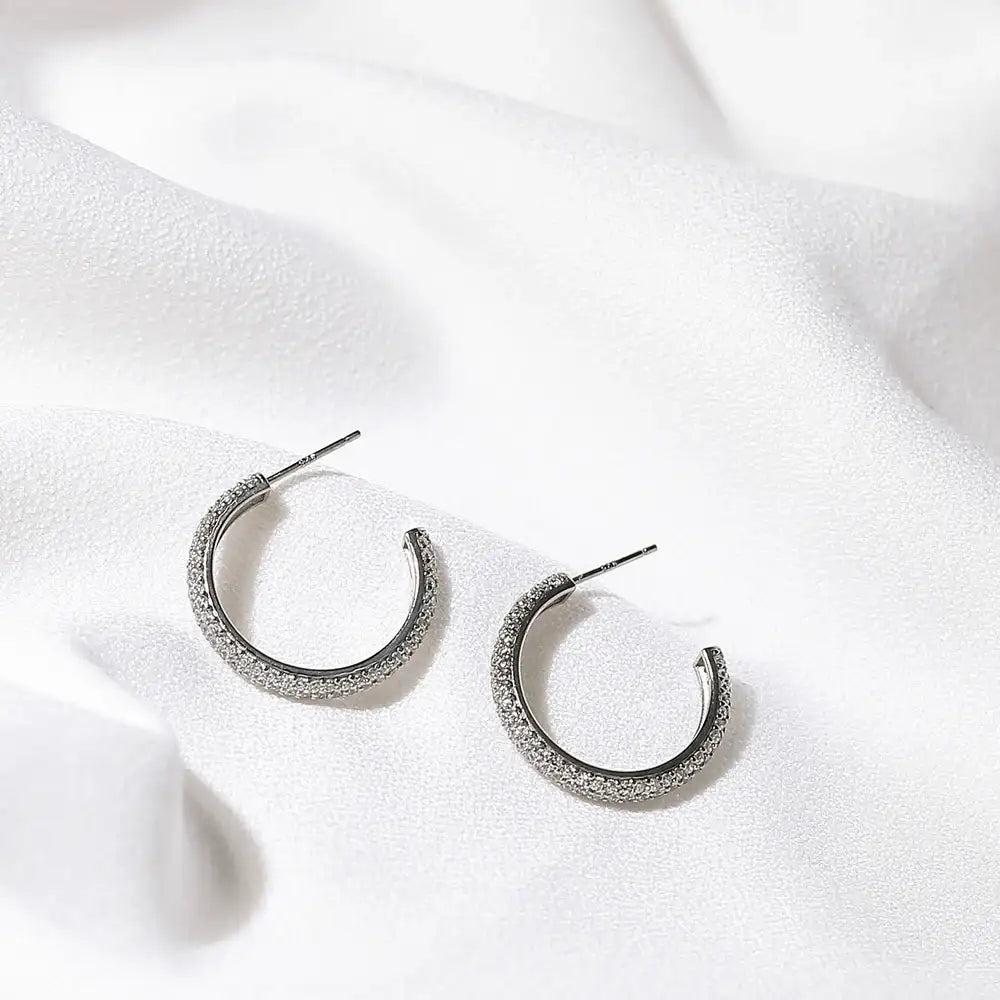 CLUE - Pin Type Cubic Silver Ring Earrings - CLUE - Jewelry - Harumio