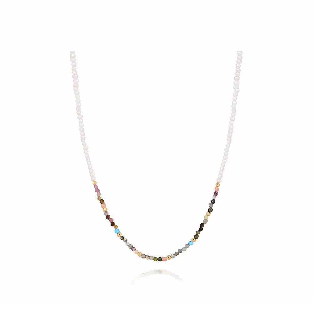 CLUE - C Collection Natural Stone Pearl Bead Silver Necklace - CLUE - Jewelry - Harumio