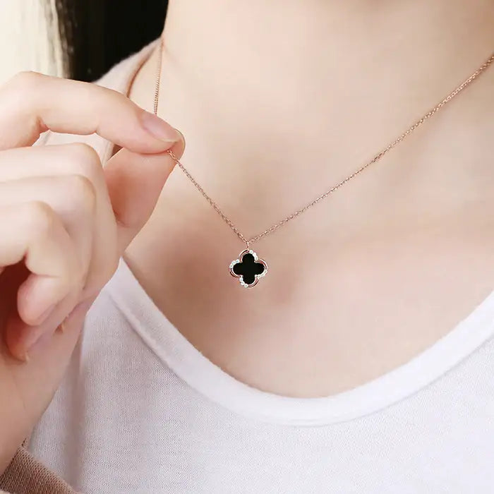 OST - Brilliant Onyx Silver Necklace - OST - Jewelry - Harumio