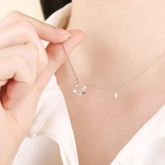 OST - April White Cubic Tulip Birth Flower Necklace - OST - Jewelry - Harumio