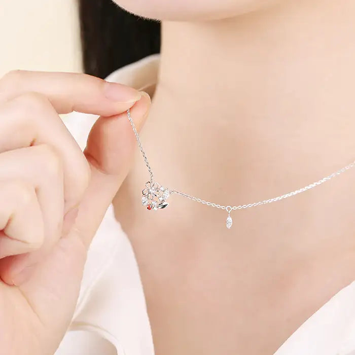 OST - January Garnet Violet Birth Flower Necklace - OST - Jewelry - Harumio