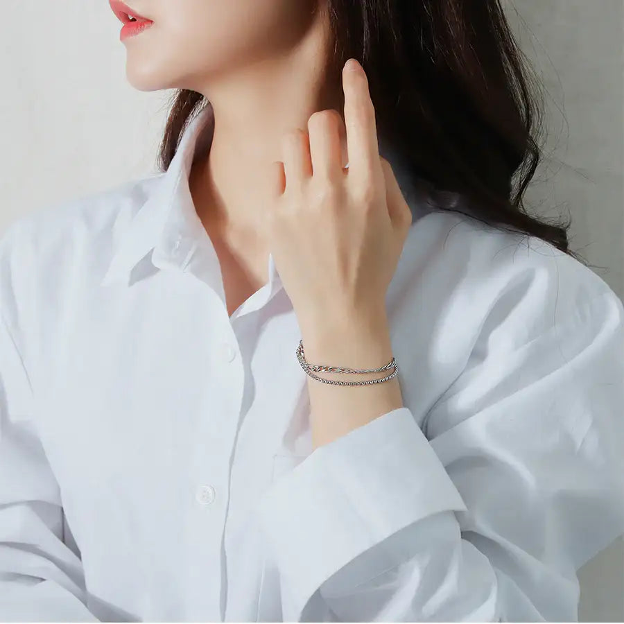 CLUE - Two-line Chain Surgical Steel Bracelet - CLUE - Jewelry - Harumio