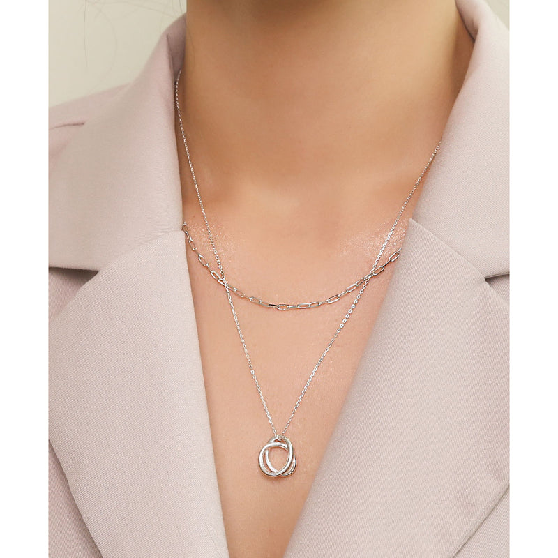 CLUE - Layered Twin Ring Chain Necklace Set