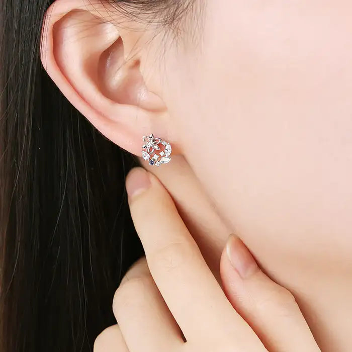 OST - September Sapphire Clematis Birth Flower Earrings - OST - Jewelry - Harumio