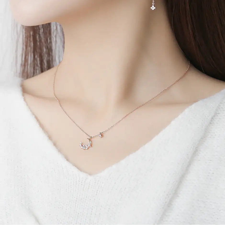CLUE - Crystal Moonlight Silver Necklace - CLUE - Jewelry - Harumio