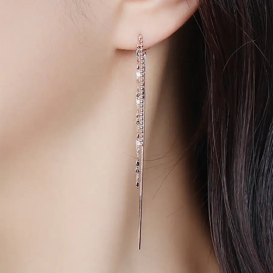 CLUE - Chain Drop Rose Gold Earrings - CLUE - Jewelry - Harumio