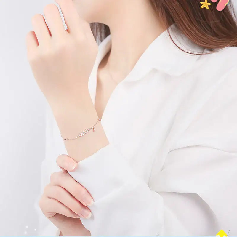 CLUE - Summer Sand Grain Glitter Water Drop Silver Bracelet - CLUE - Jewelry - Harumio