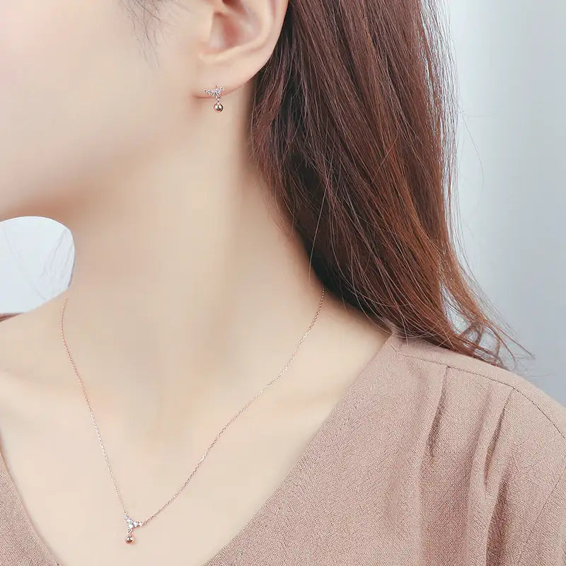 CLUE - Simple Mini Ball Rose Gold Silver Necklace - CLUE - Jewelry - Harumio