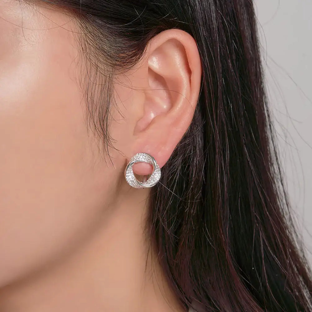 OST - Vermeil Wave Pavé Cubic Earrings - OST - Jewelry - Harumio