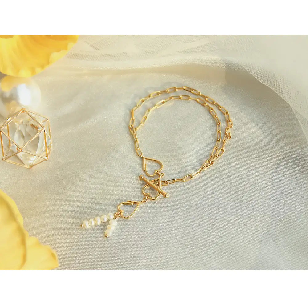 Bloom x Dewey Desert - Heart Layered Silver Bracelet - Bloom x Dewey Desert - Jewelry - Harumio