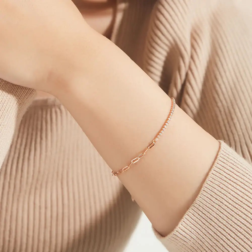 CLUE - MIX Chain Silver Tennis Bracelet - CLUE - Jewelry - Harumio