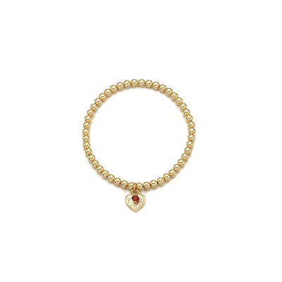 CLUE - 14K Gold Filled Eternal Ruby Stone Heart Bracelet