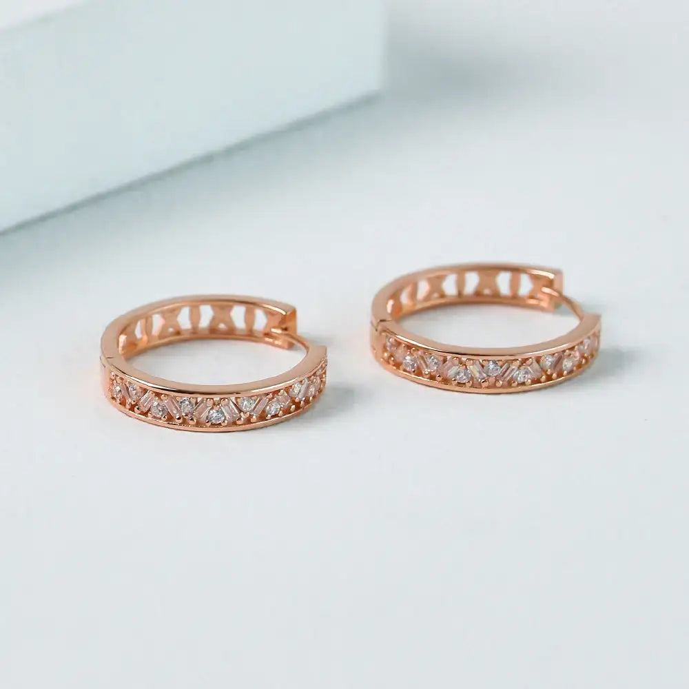 CLUE - Cubic Point Hoop Rose Gold Earrings - CLUE - Jewelry - Harumio