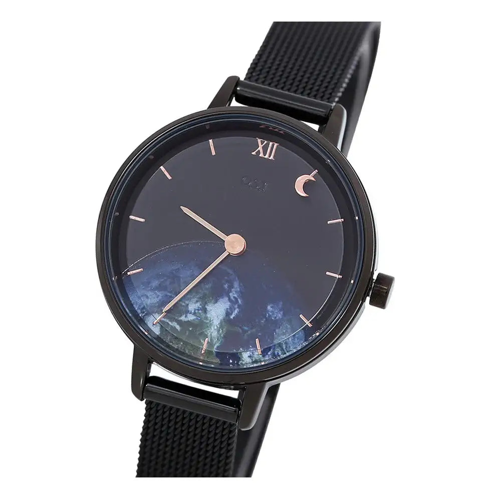 OST - Earth Night Sky Moonlight Black Mesh Watch - OST - Watch - Harumio