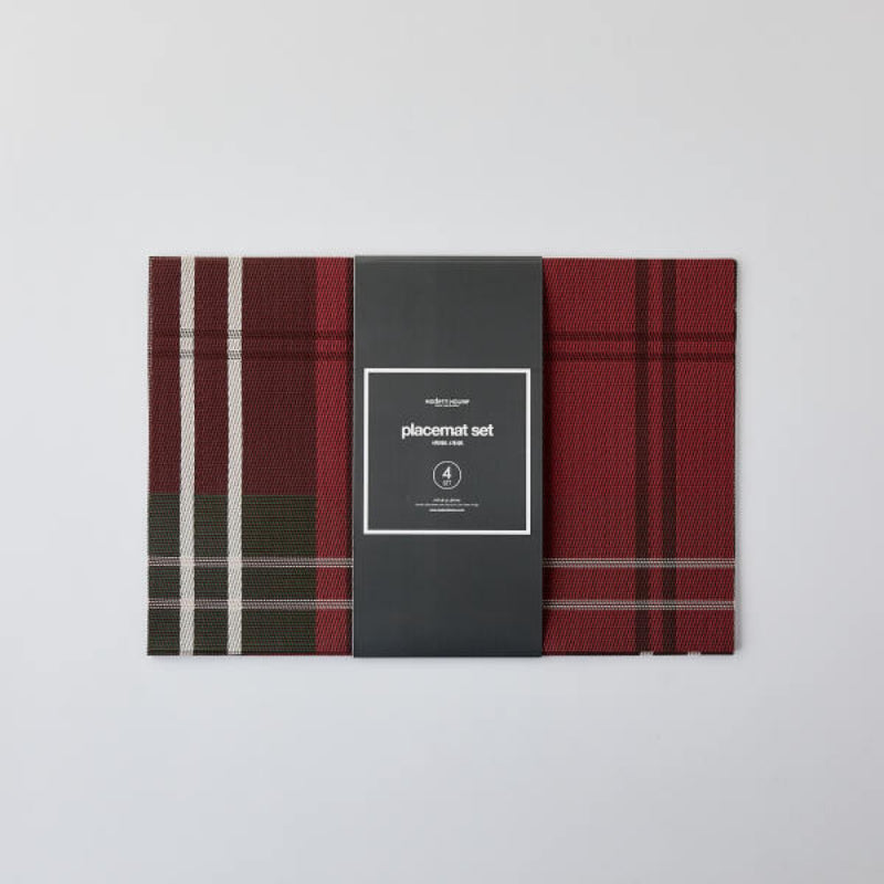 Korean Red Check - Table Mat 4P Set