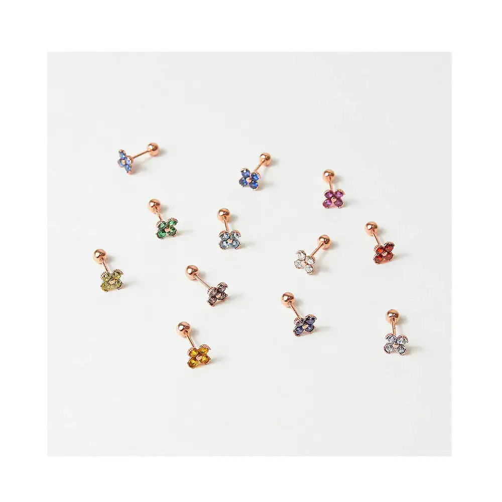 CLUE - Blossom 10K White Gold Ear Pierce (Birthstone) - CLUE - Jewelry - Harumio