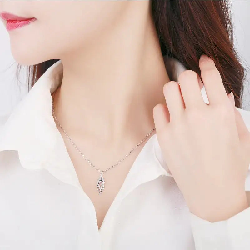 CLUE - Double Square Silver Necklace - CLUE - Jewelry - Harumio