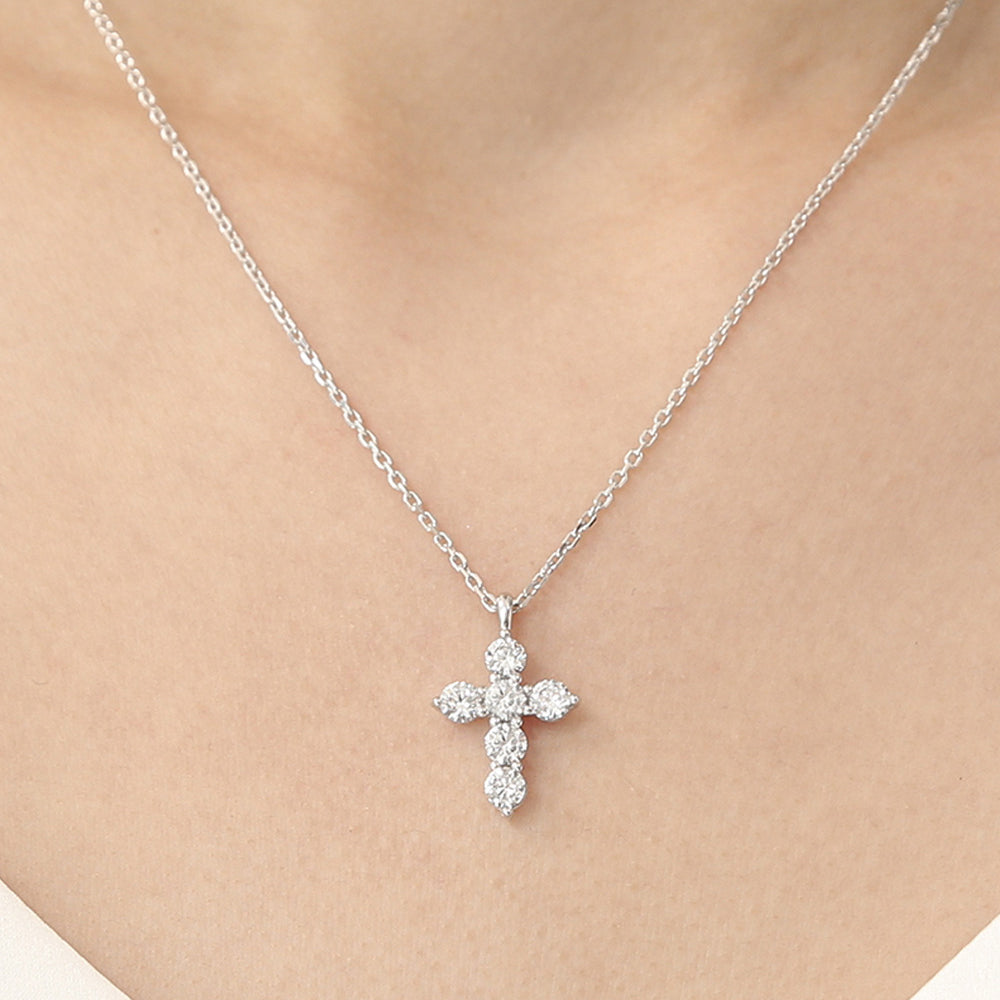 OST - Simulated Diamond 0.3ct Cross Necklace