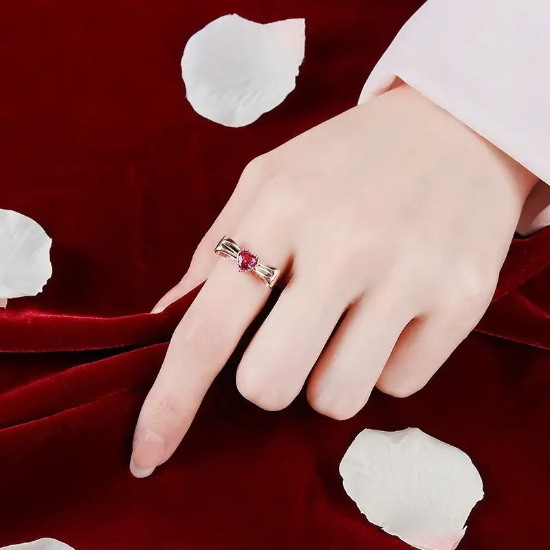Saint Tail x Clue - Saint Heart Ribbon Silver Ring - CLUE - Jewelry - Harumio