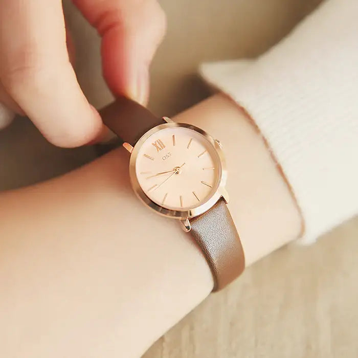 OST - Simple Rose Gold Index Brown Leather Watch - OST - Watch - Harumio