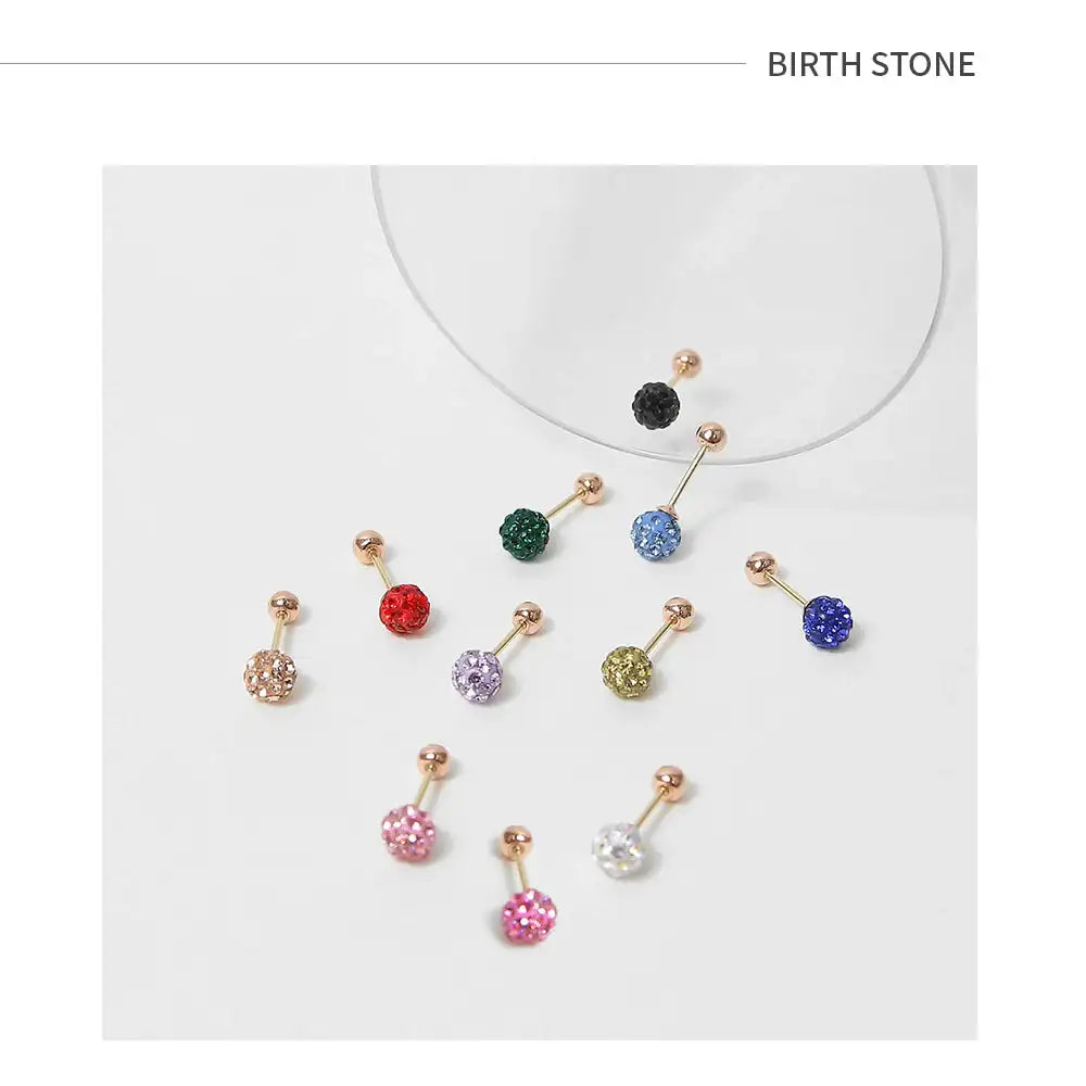 CLUE - 4mm Mirror Ball 10K White Gold Ear Pierce (Birthstone) - CLUE - Jewelry - Harumio