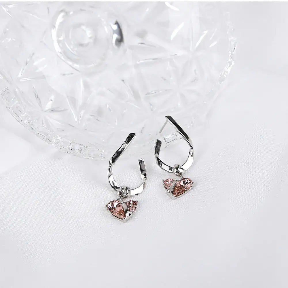 Bloom x Linky Laboratory - Heart Freezing Twisted Silver Earrings - Bloom x Linky Laboratory - Jewelry - Harumio