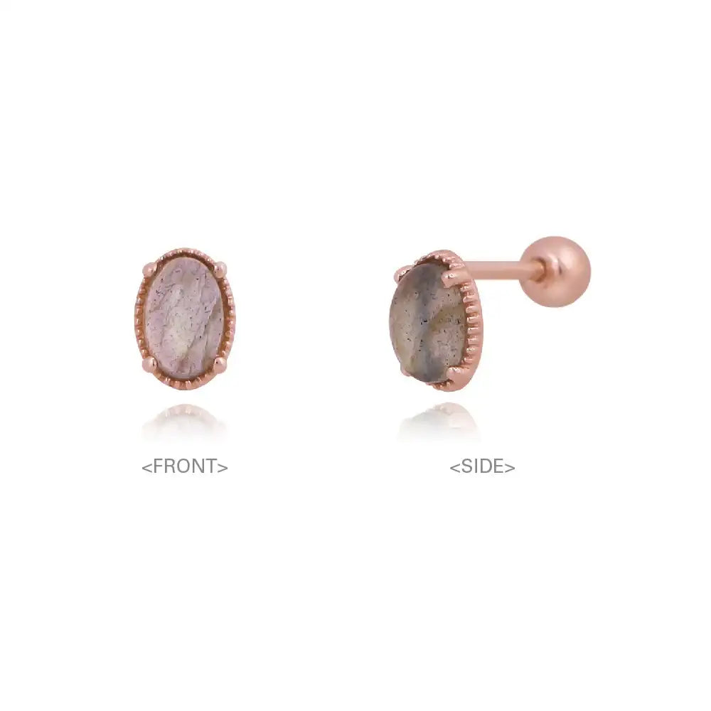 CLUE - Wish Spell Labradorite Natural Stone Oval Silver Piercing - CLUE - Jewelry - Harumio