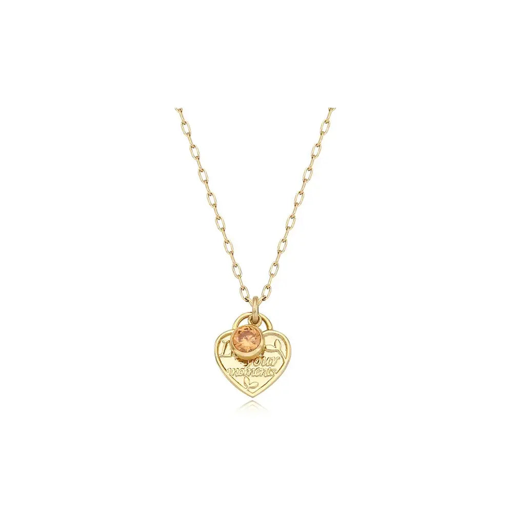 CLUE - 14K Gold Filled Eternal Citrine Stone Heart Necklace - CLUE - Jewelry - Harumio