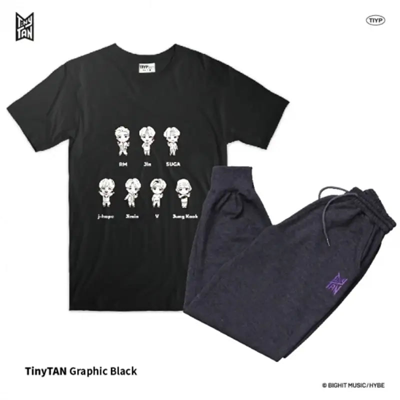 BTS - TinyTAN x TIYP - Graphic Black Pajama - BTS - Clothing - Harumio