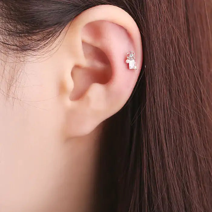 OST - Winter Wreath Decoration Rose Gold Ear Pierce Set - OST - Jewelry - Harumio