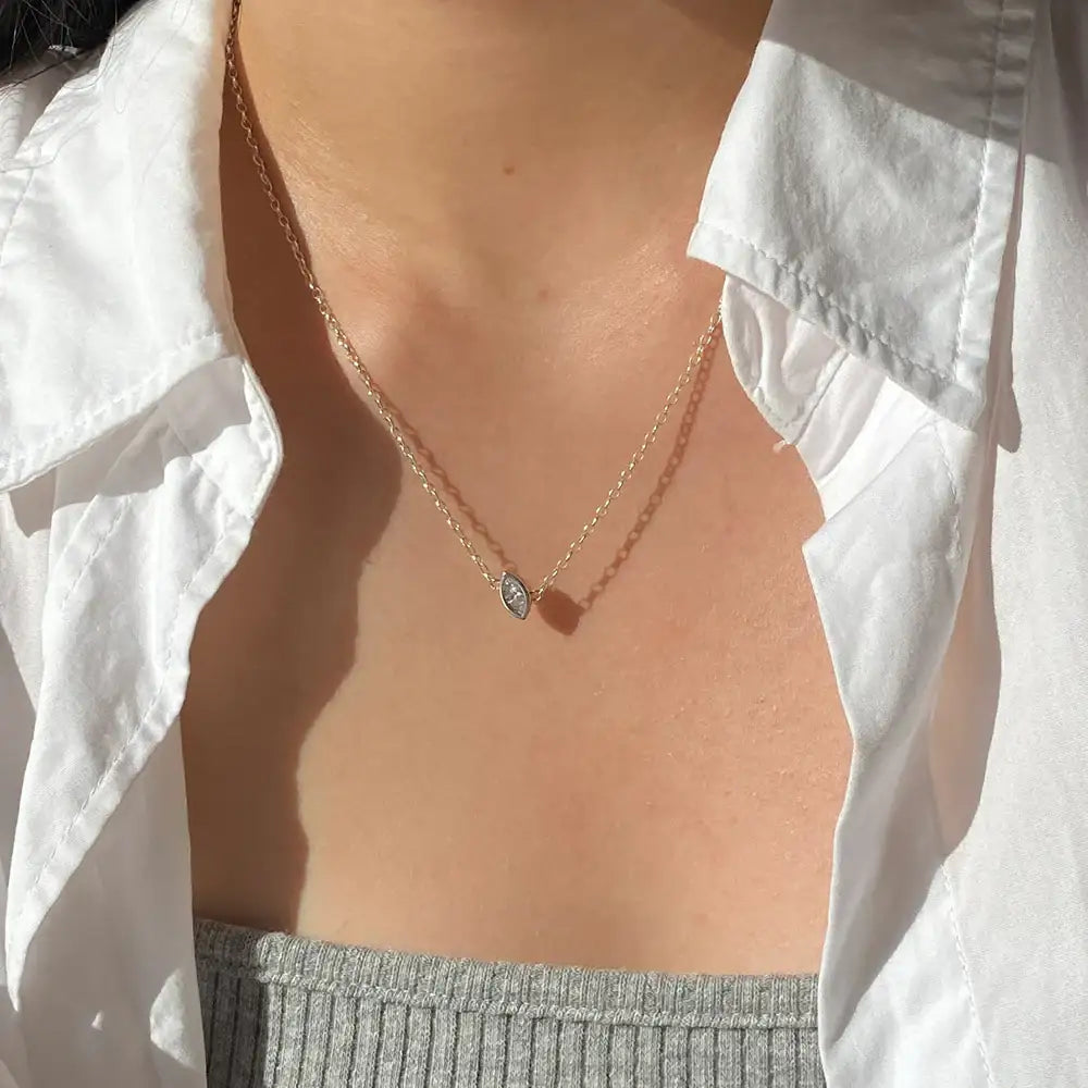 OST - Puremond Earthquake Marquise Silver Necklace - OST - Jewelry - Harumio