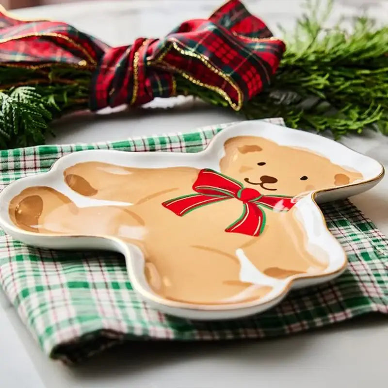 Korean Winter Story - Gold Rim Plate - Big Bear - Modern House - Plates - Harumio