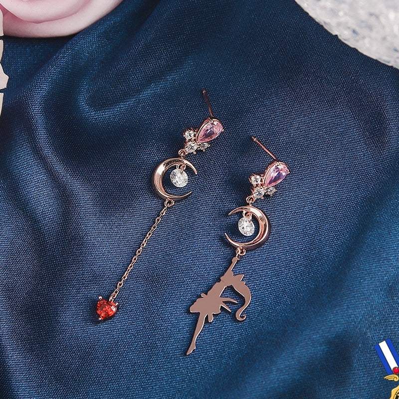 Saint Tail x Clue - Moon Silhouette Silver Earring - CLUE - Jewelry - Harumio