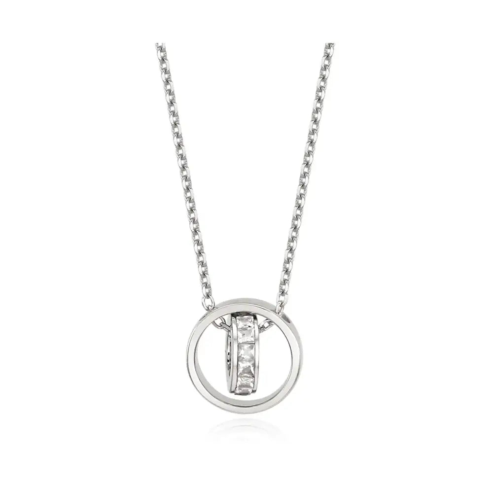 CLUE - Square Stone Link Silver Necklace - CLUE - Jewelry - Harumio