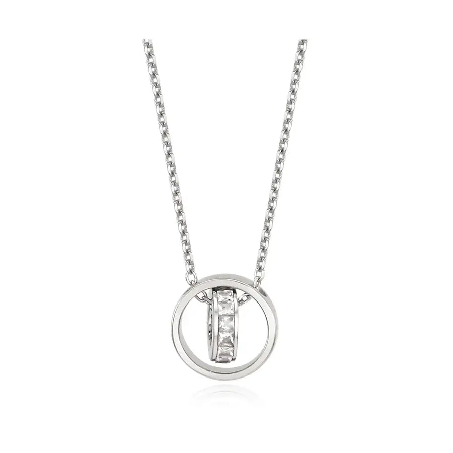 CLUE - Square Stone Link Silver Necklace - CLUE - Jewelry - Harumio
