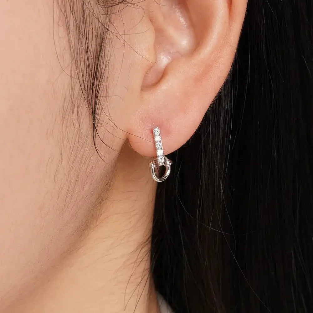 OST - Lucky Lock Two-Way Horseshoe One-Touch Silver Earring - OST - Jewelry - Harumio