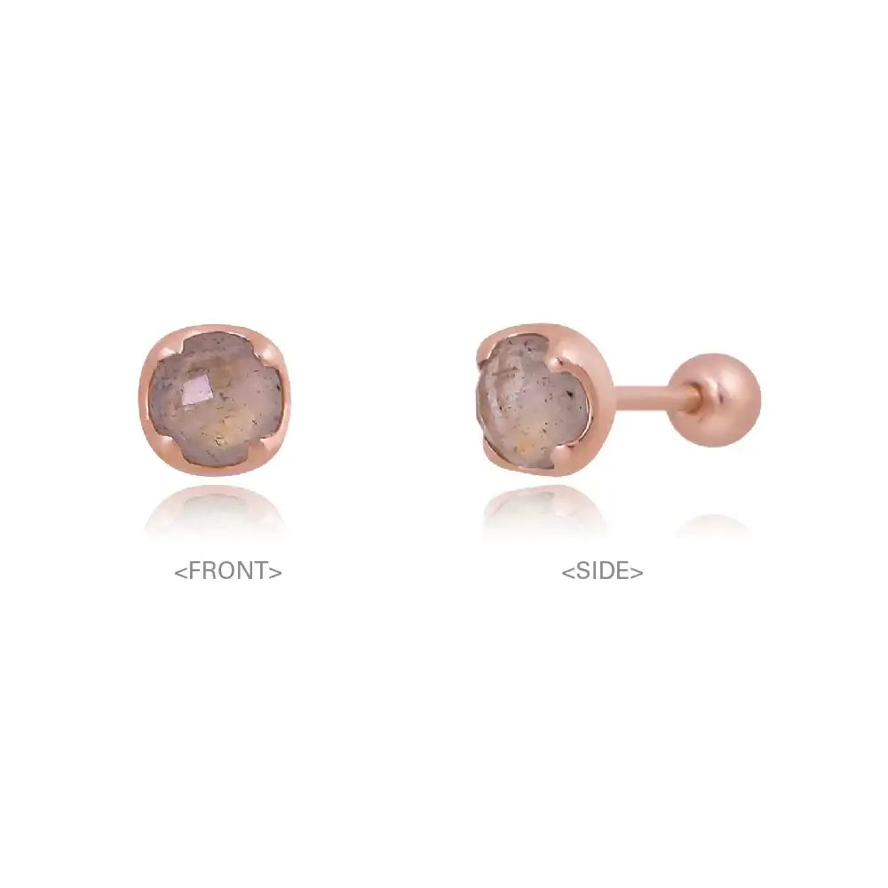 CLUE - Wish Spell Labradorite Natural Stone Round Silver Piercing - CLUE - Jewelry - Harumio