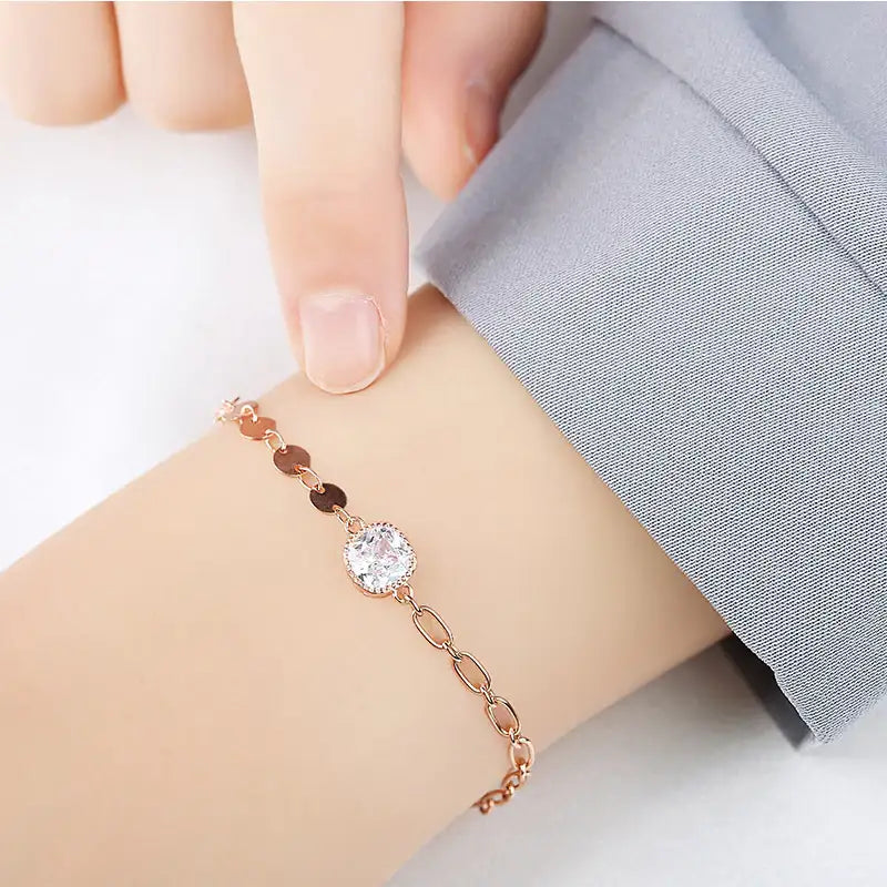 CLUE - Point Square Stone Silver Bracelet - CLUE - Jewelry - Harumio